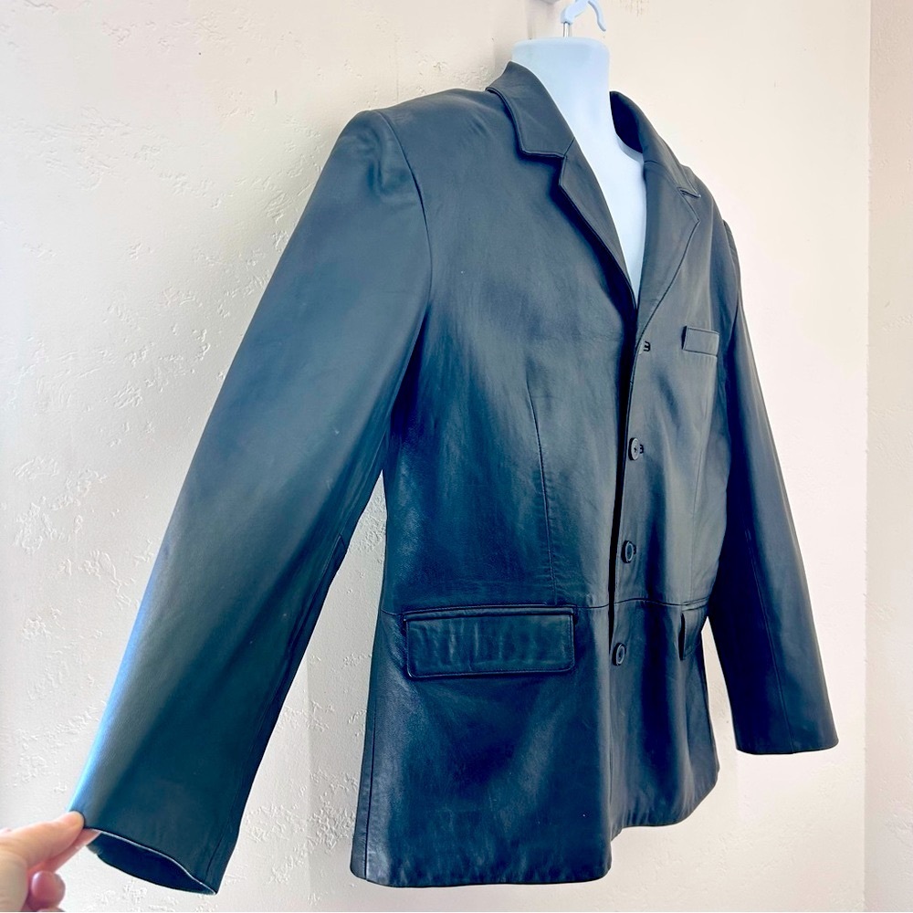 Guide Gear Men’s Black Leather Blazer Jacket Size L Classic Western - Picture 4 of 11